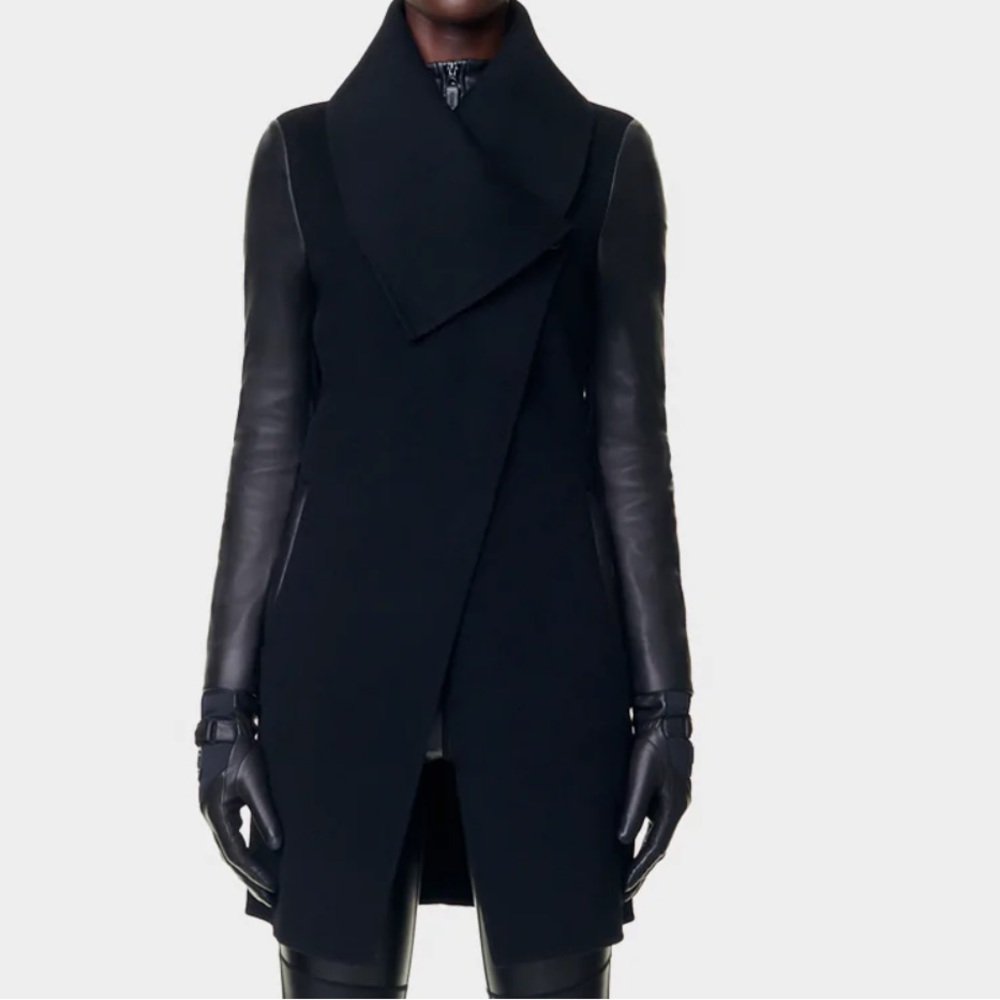 Rudsak wool jacket with leather sleeves